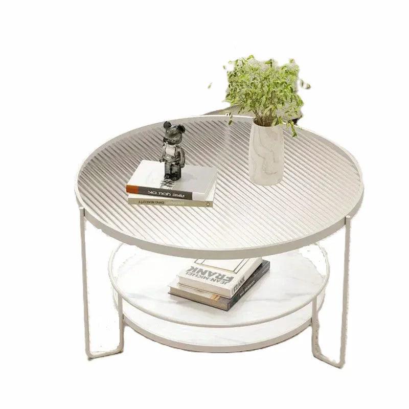 Round Tempered Glass Coffee Table- white Frame+Changhong Glass.