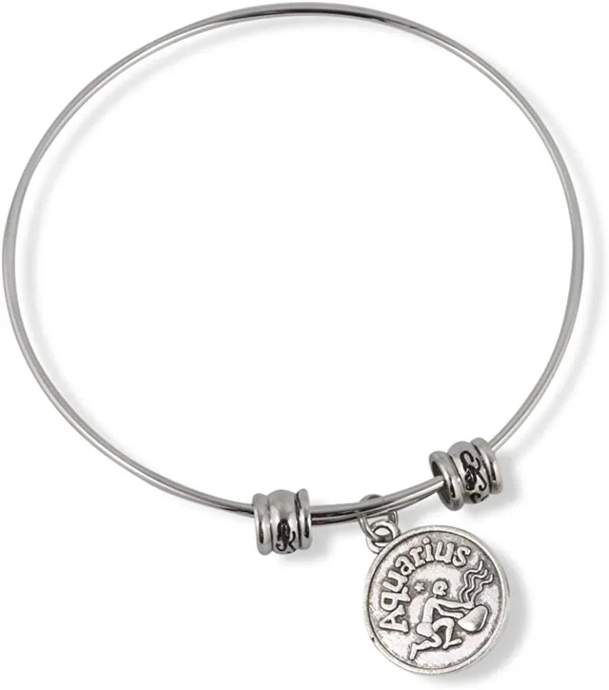 Aquarius Horoscope Astrology Fancy Charm Bangle.