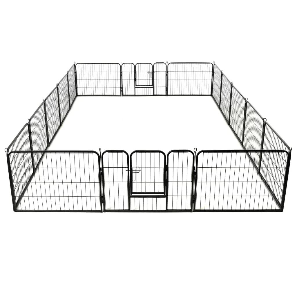 NNEVL Dog Playpen 16 Panels Steel 60x80 cm Black.