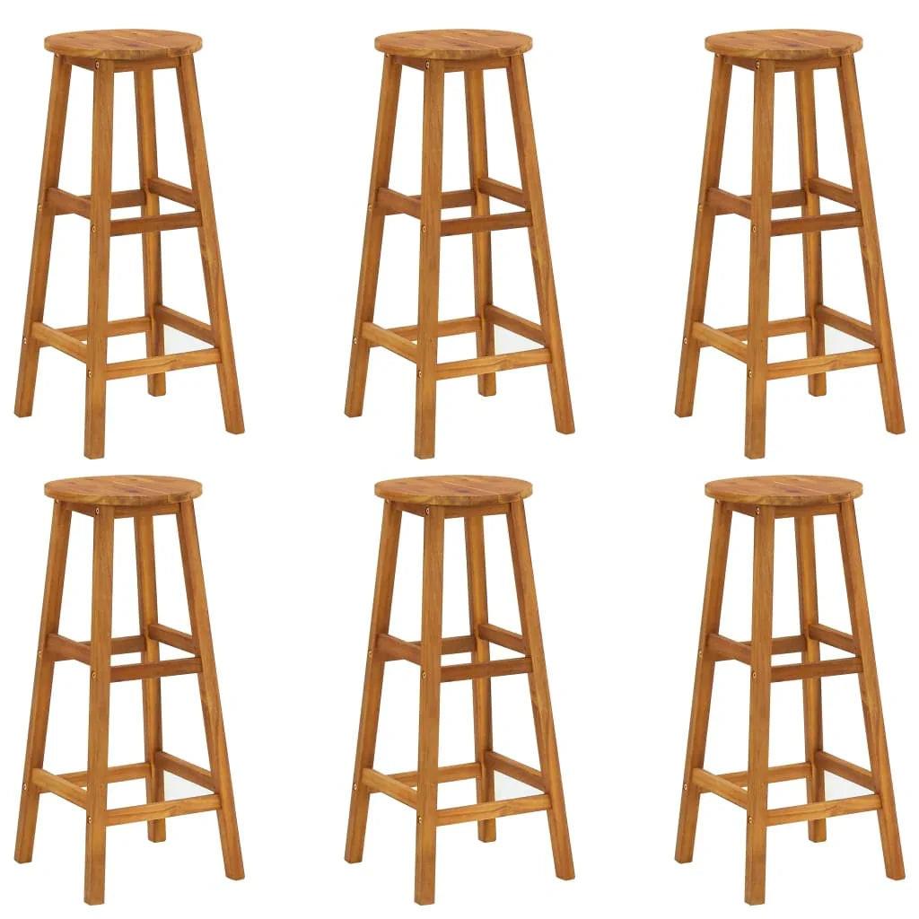 NNEVL Bar Stools 6 pcs Solid Acacia Wood.