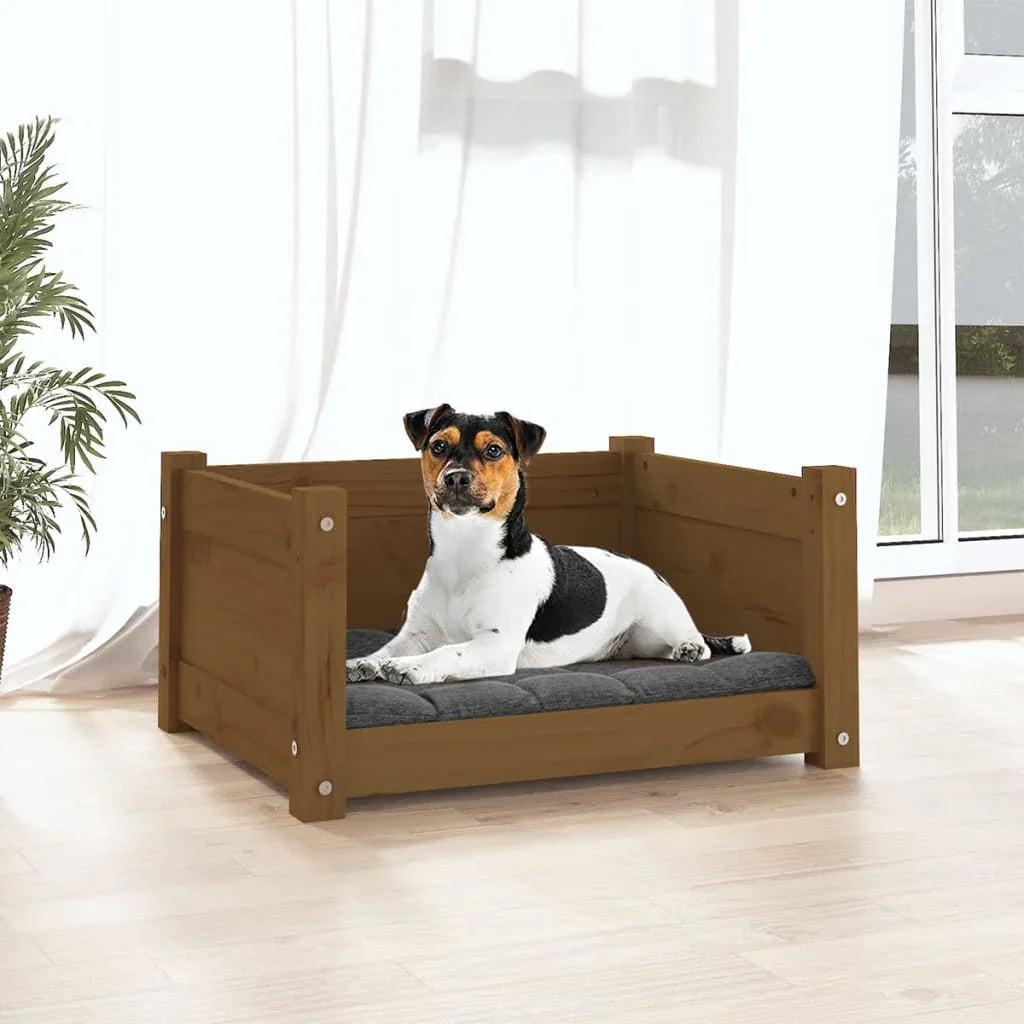 NNEVL Dog Bed Honey Brown 55.5x45.5x28 cm Solid Pine Wood.