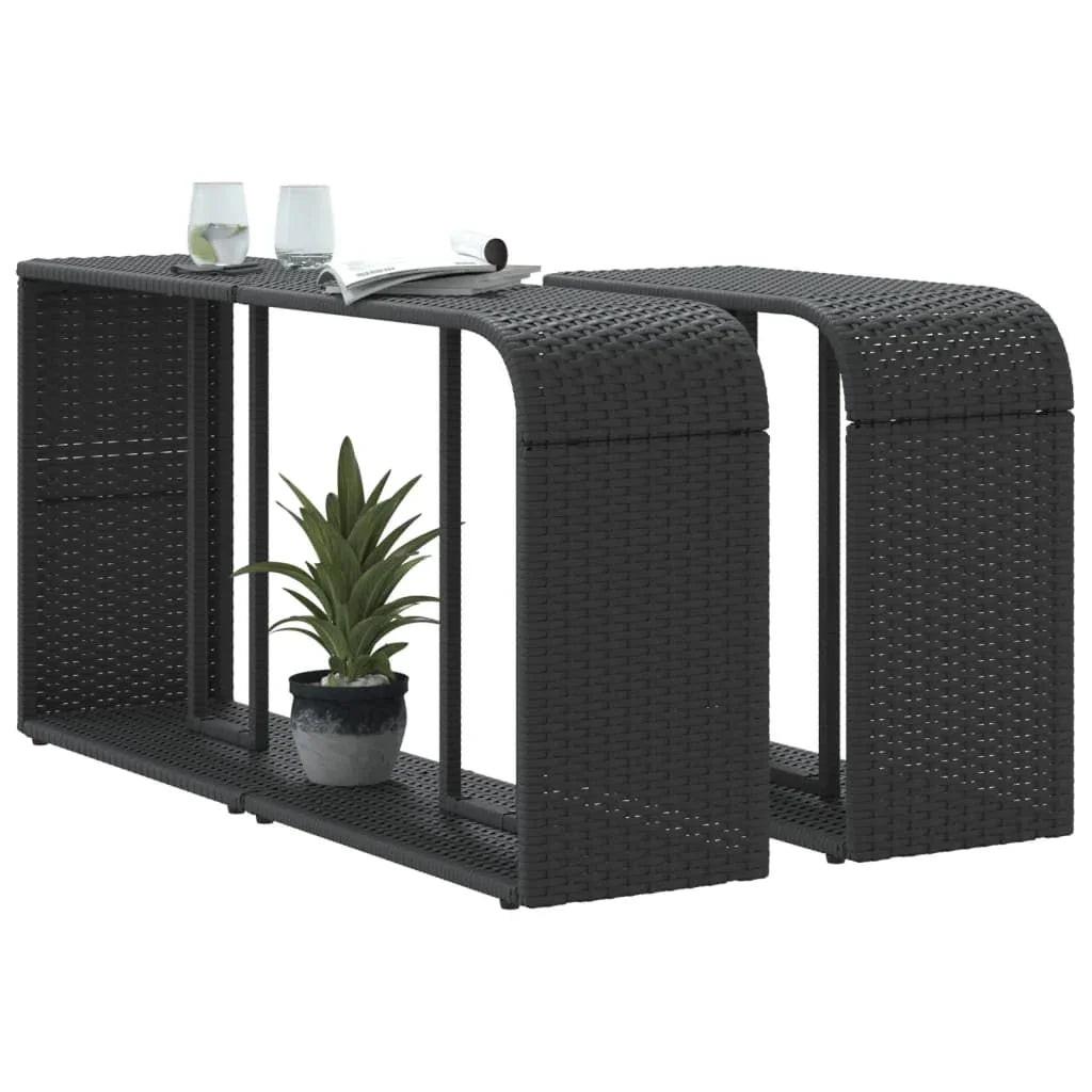 NNEVL Storage Shelves 2 pcs Black Poly Rattan.
