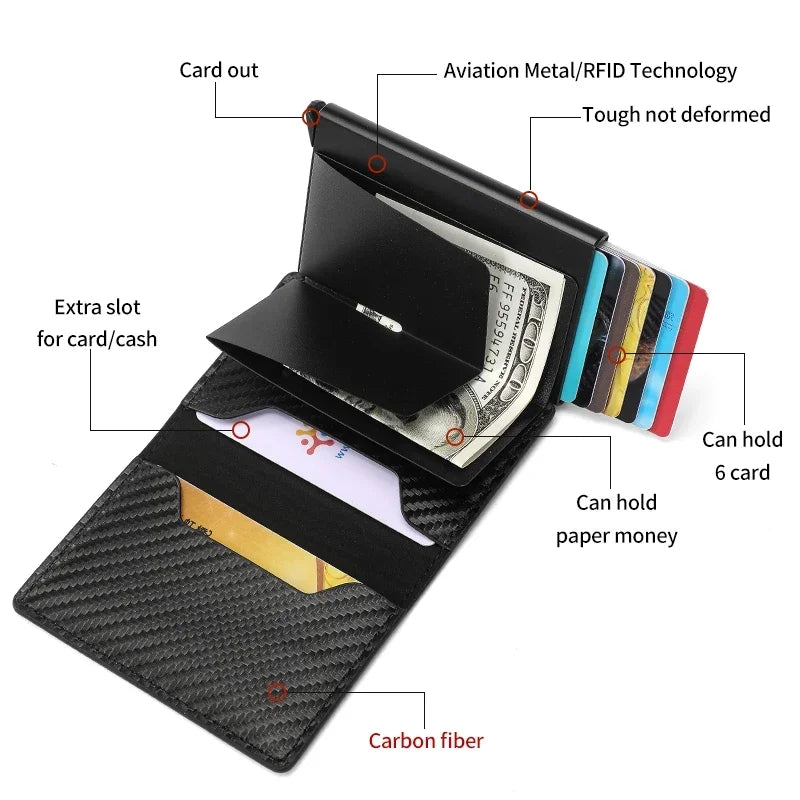 Carbon Fiber RFID Slim Wallet for Men.