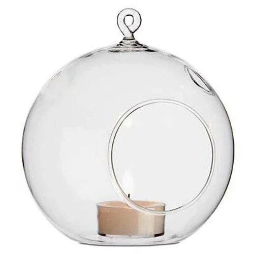 NNEDSZ 10 x Hanging Clear Glass Ball Tealight Candle Holder - 10cm Diameter / High - Wedding Globe Decoration Terrarium Succulent Plant Mini Garden Holder Decor Craft Gift.