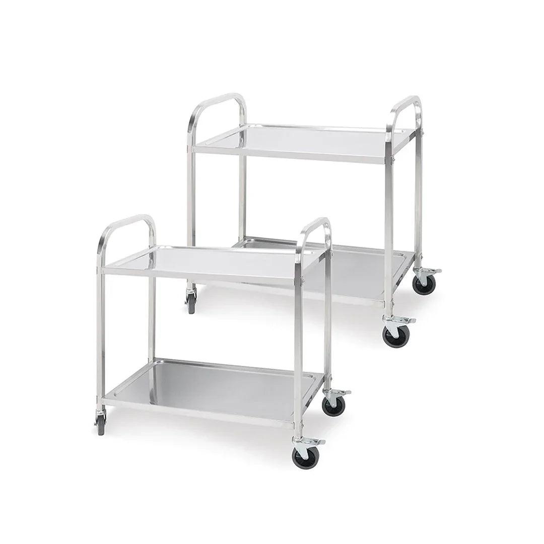 NNEAGS 2X 2 Tier 95x50x95cm Stainless Steel Kitchen Dining Food Cart Trolley Utility Large.