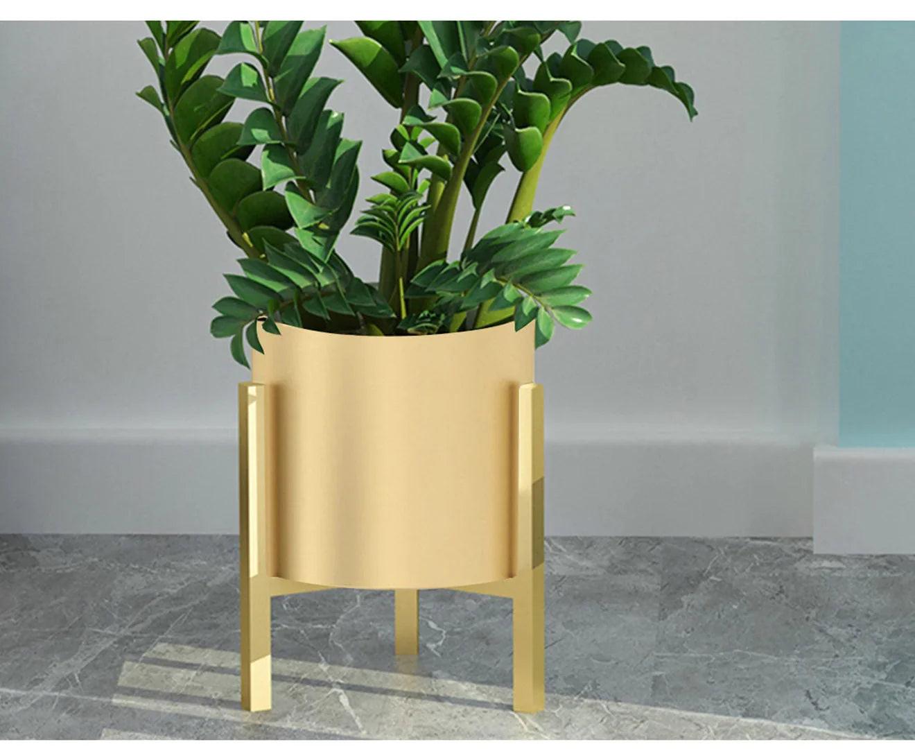 NNEAGS 4X 30CM Gold Metal Plant Stand with Flower Pot Holder Corner Shelving Rack Indoor Display.