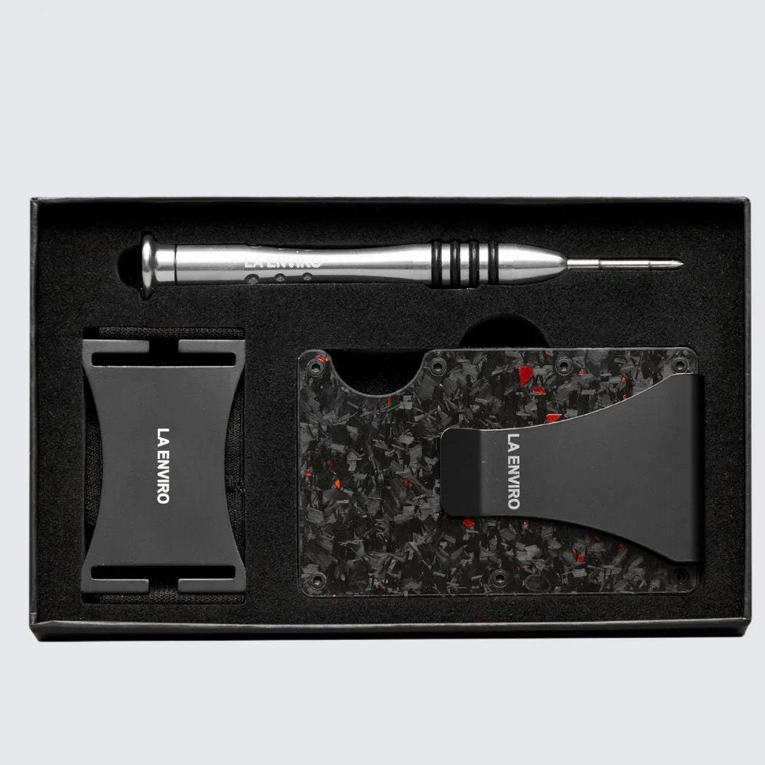 LORNE Forged Carbon Wallet I Gloss Red.