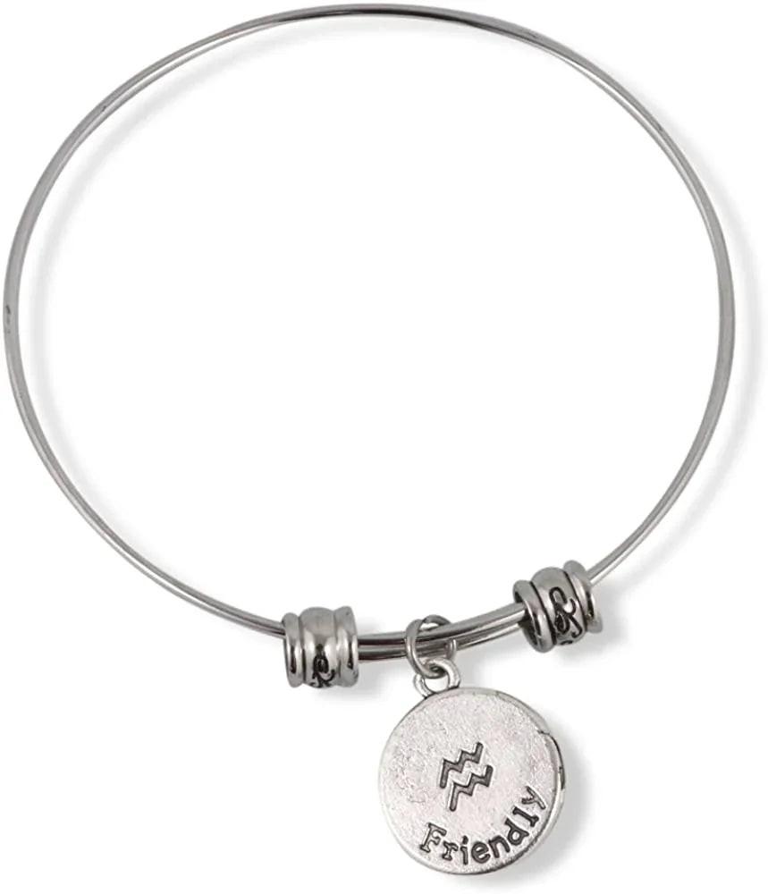 Aquarius Horoscope Astrology Fancy Charm Bangle.