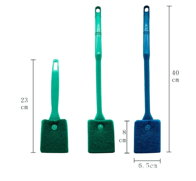 Dual-Sided Long Handle Aquarium Cleaning Brush.