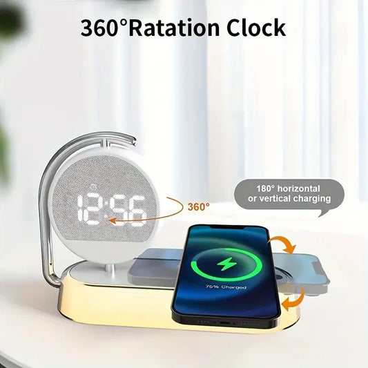 Fantasy Tropical Night Light & Wireless Charger Stand with Digital Alarm Clock.
