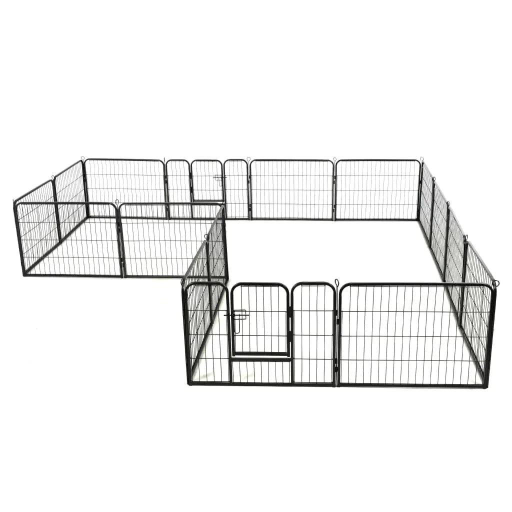NNEVL Dog Playpen 16 Panels Steel 60x80 cm Black.