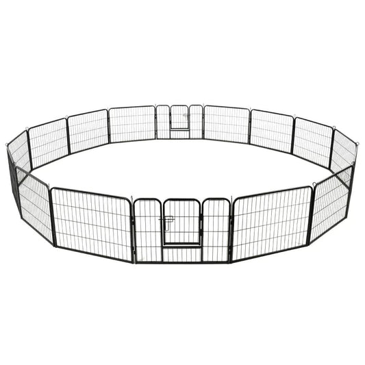 NNEVL Dog Playpen 16 Panels Steel 60x80 cm Black.