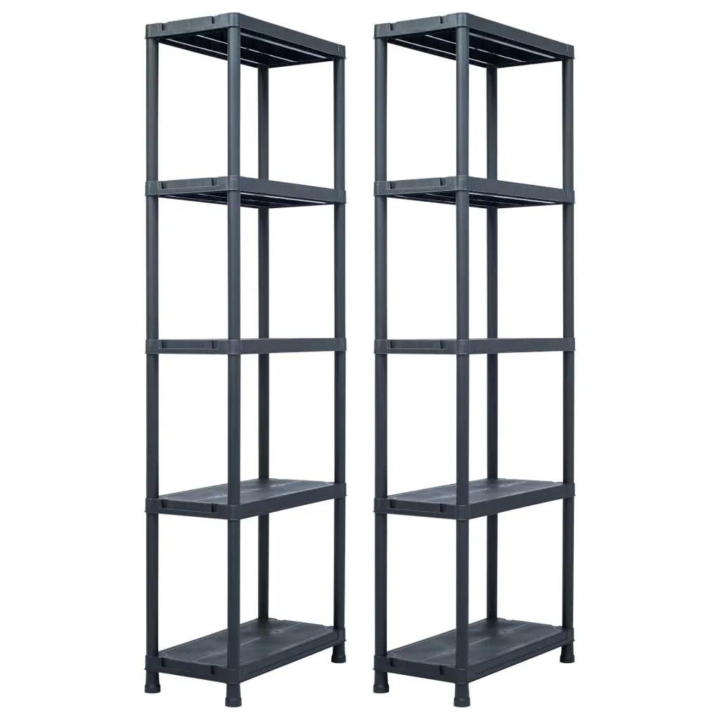 NNEVL Storage Shelf Racks 2 pcs Black 125 kg 60x30x180 cm Plastic.