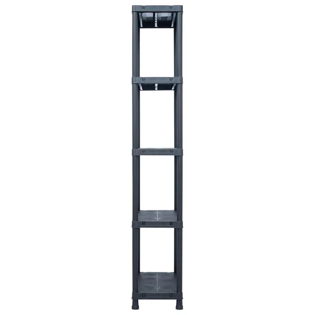 NNEVL Storage Shelf Racks 2 pcs Black 125 kg 60x30x180 cm Plastic.