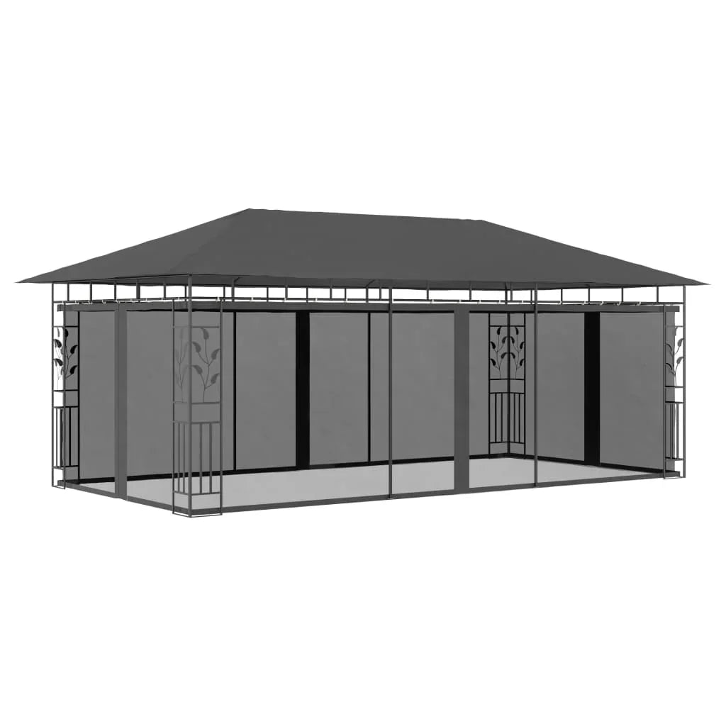 NNEVL Gazebo with Mosquito Net 6x3x2.73 m Anthracite.