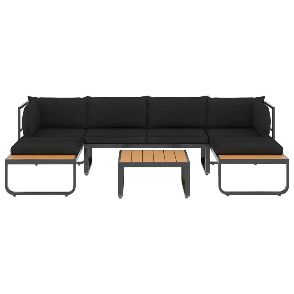 NNEVL 4 Piece Garden Corner Sofa Set with Cushions Aluminium and WPC.