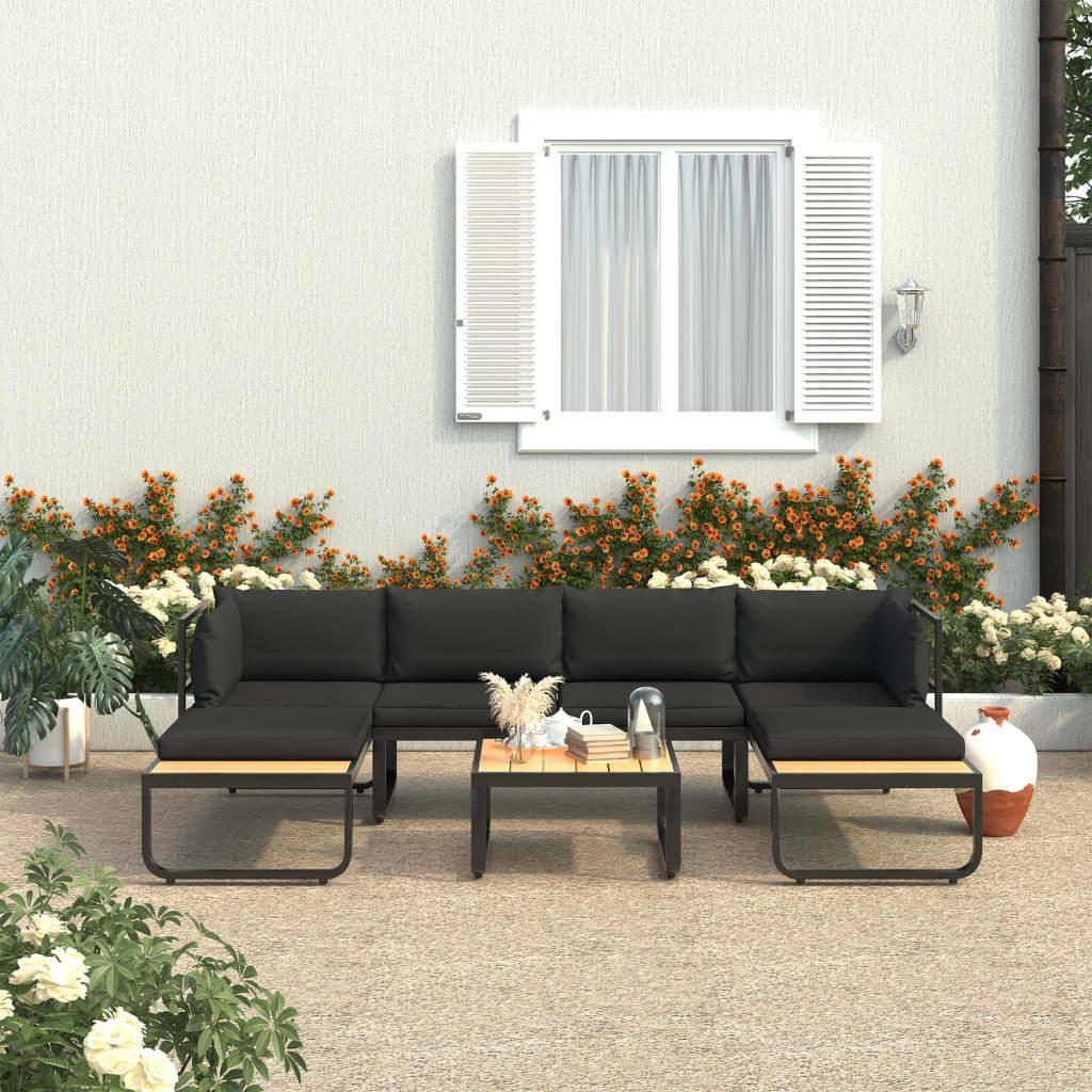 NNEVL 4 Piece Garden Corner Sofa Set with Cushions Aluminium and WPC.