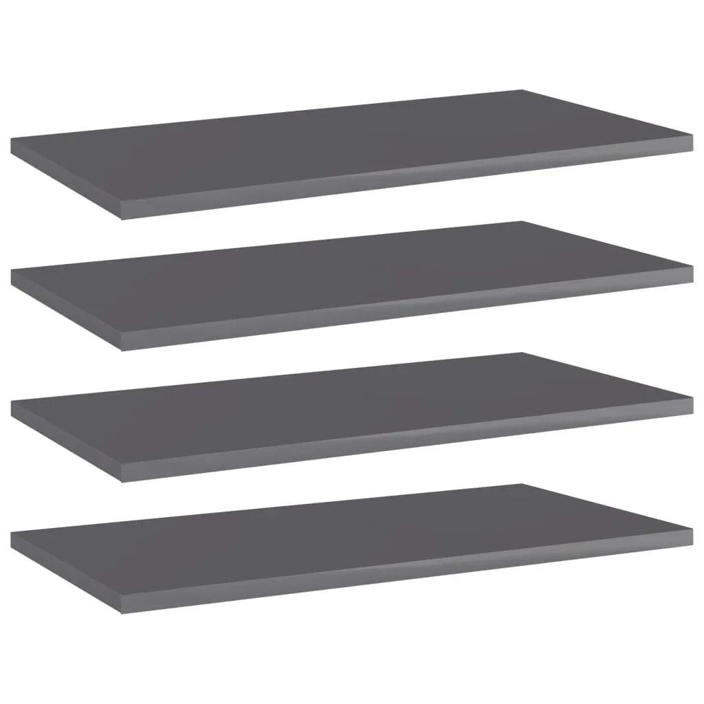 NNEVL Bookshelf Boards 4 pcs High Gloss Grey 60x30x1.5 cm Chipboard.