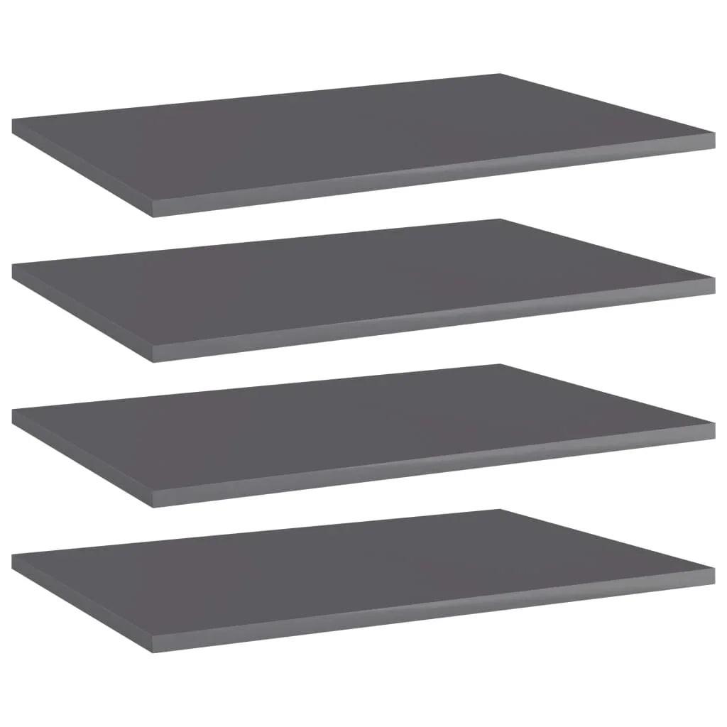 NNEVL Bookshelf Boards 4 pcs High Gloss Grey 60x40x1.5 cm Chipboard.