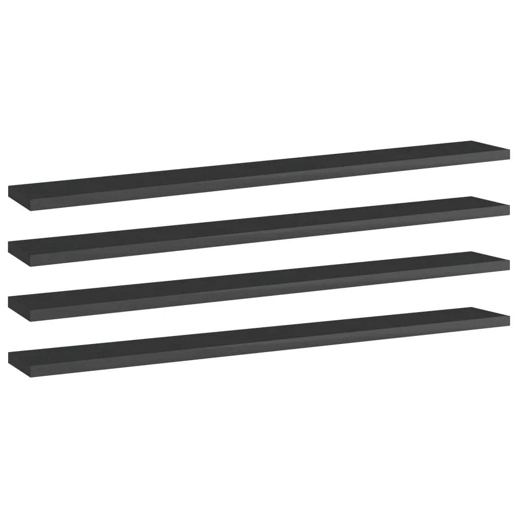 NNEVL Bookshelf Boards 4 pcs High Gloss Black 80x10x1.5 cm Chipboard.