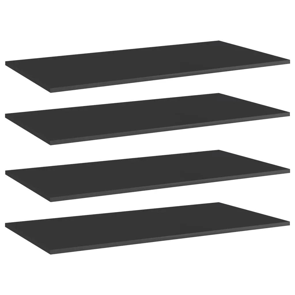 NNEVL Bookshelf Boards 4 pcs High Gloss Black 80x20x1.5 cm Chipboard.