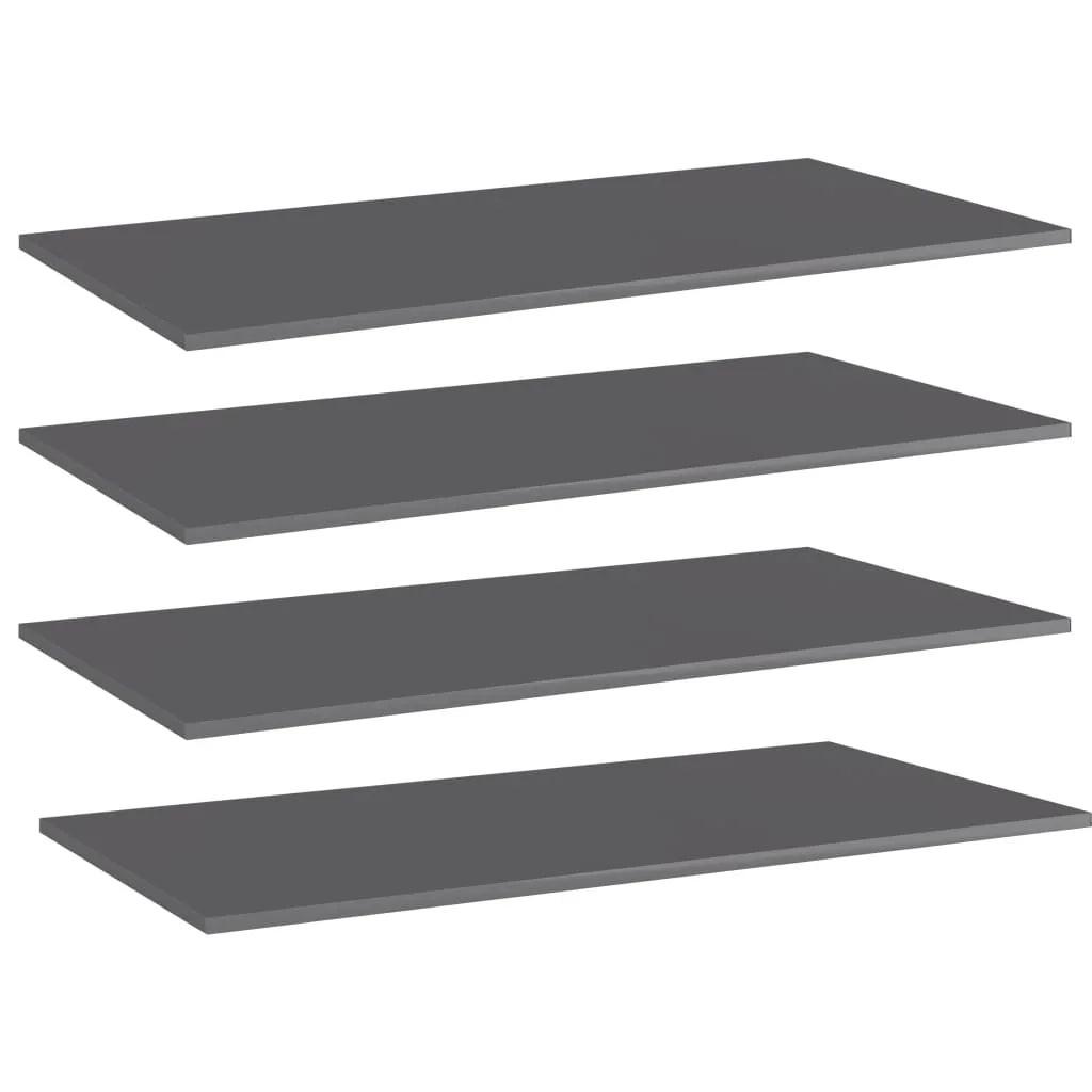 NNEVL Bookshelf Boards 4 pcs High Gloss Grey 80x20x1.5 cm Chipboard.