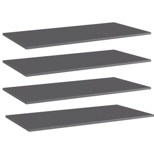 NNEVL Bookshelf Boards 4 pcs High Gloss Grey 80x20x1.5 cm Chipboard.