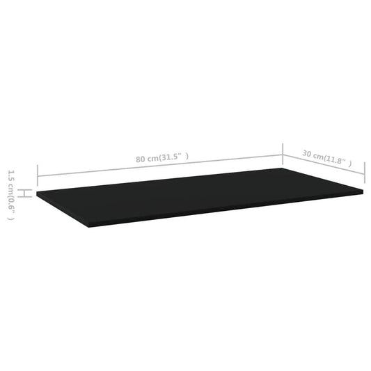 NNEVL Bookshelf Boards 4 pcs Black 80x30x1.5 cm Chipboard.