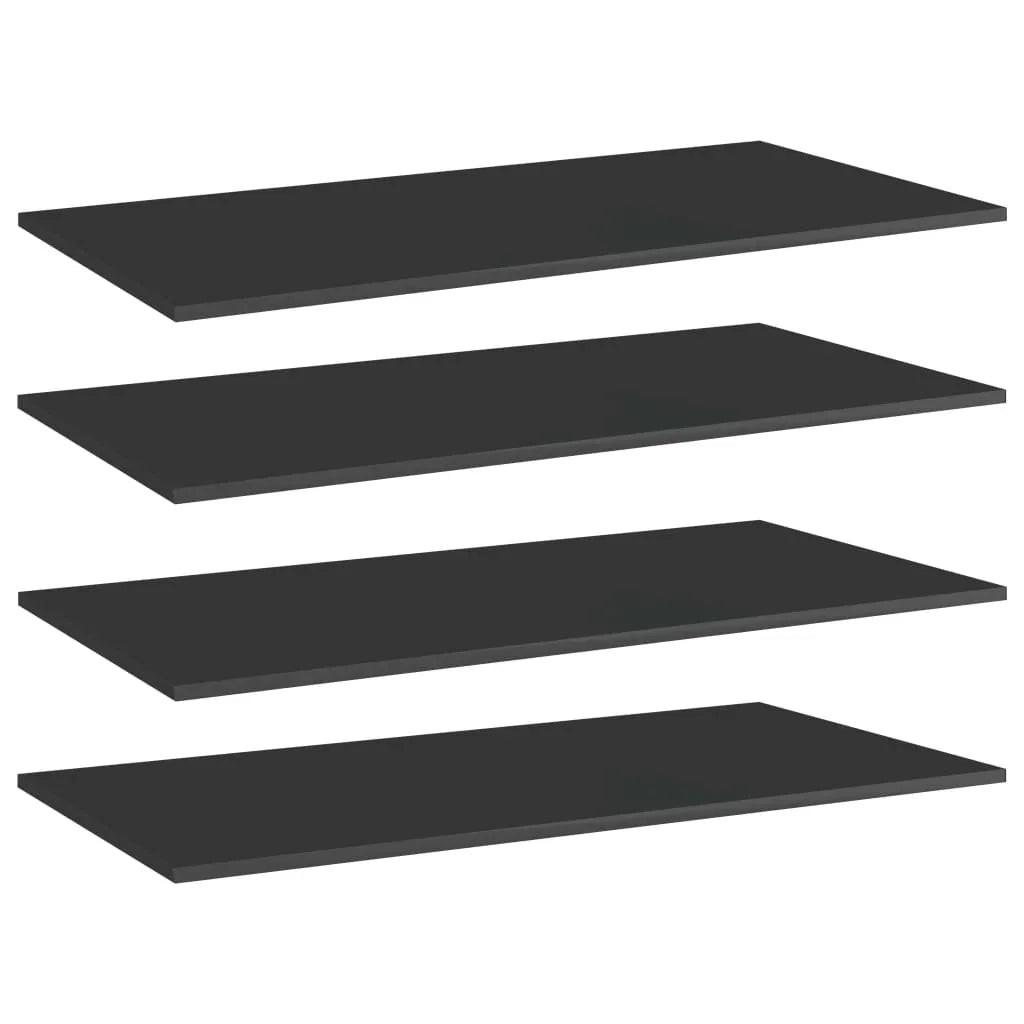 NNEVL Bookshelf Boards 4 pcs High Gloss Black 80x30x1.5 cm Chipboard.