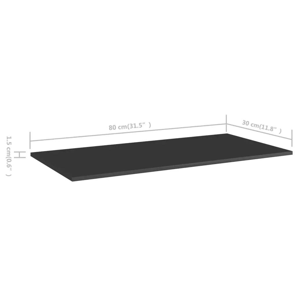 NNEVL Bookshelf Boards 4 pcs High Gloss Black 80x30x1.5 cm Chipboard.