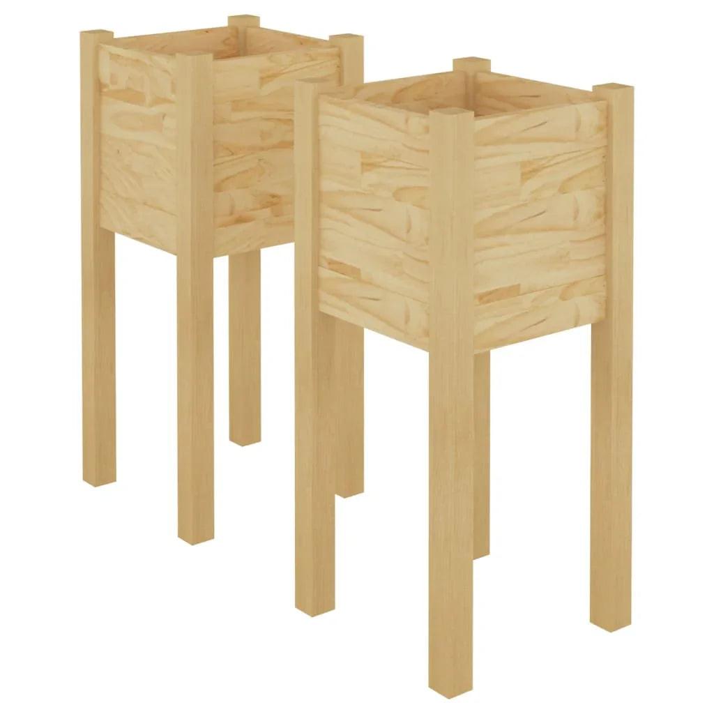 NNEVL Garden Planters 2 pcs 31x31x70 cm Solid Pinewood.