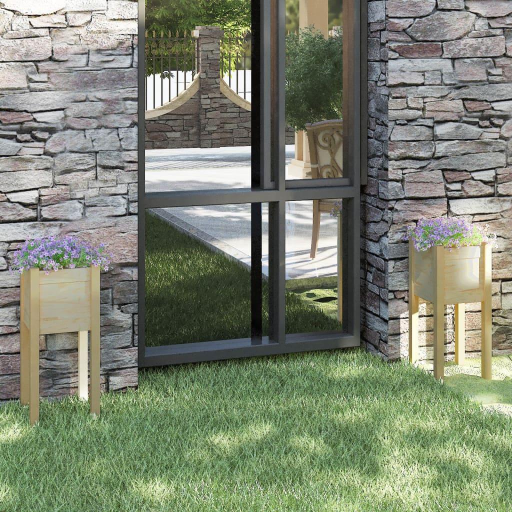 NNEVL Garden Planters 2 pcs 31x31x70 cm Solid Pinewood.