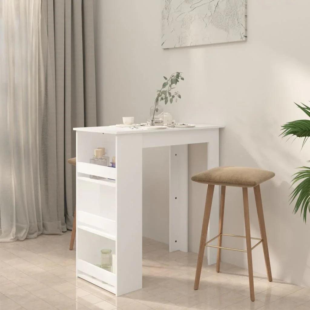 NNEVL Bar Table with Storage Rack White 102x50x103.5 cm Chipboard.