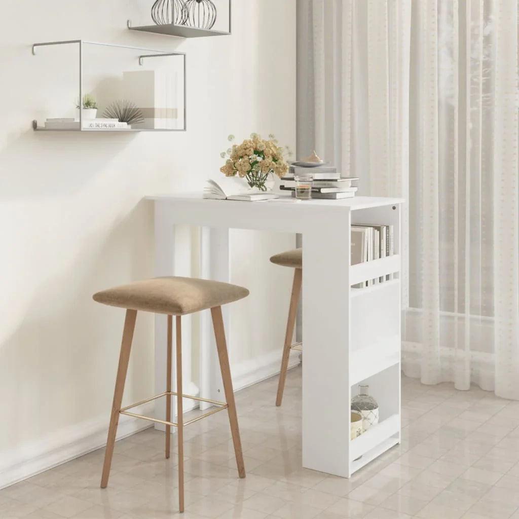 NNEVL Bar Table with Storage Rack White 102x50x103.5 cm Chipboard.