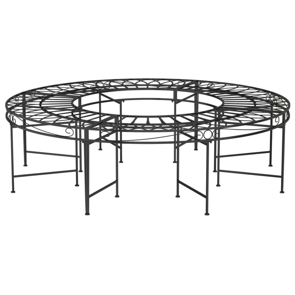NNEVL Round Tree Bench Ø160 cm Black Steel.