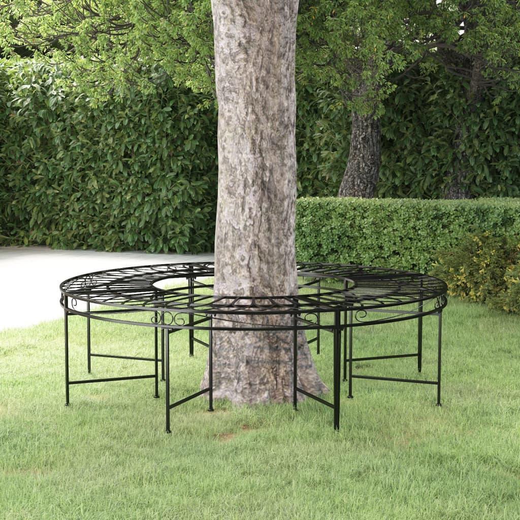 NNEVL Round Tree Bench Ø160 cm Black Steel.