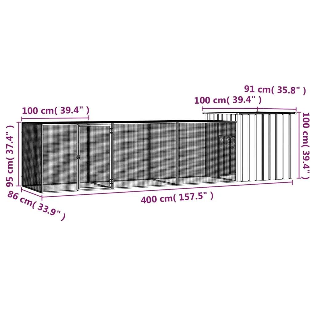 NNEVL Chicken Cage Grey 400x91x100 cm Galvanised Steel.