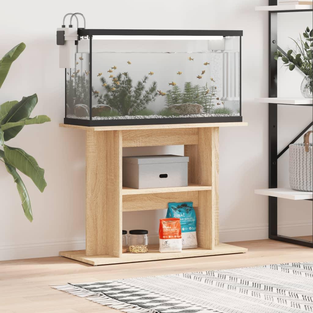 NNEVL Aquarium Stand Sonoma Oak 80x35x60 cm Engineered Wood.