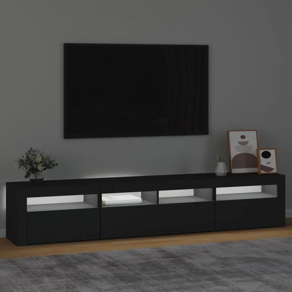 NNEVL TV Cabinet with LED Lights Black 210x35x40 cm.