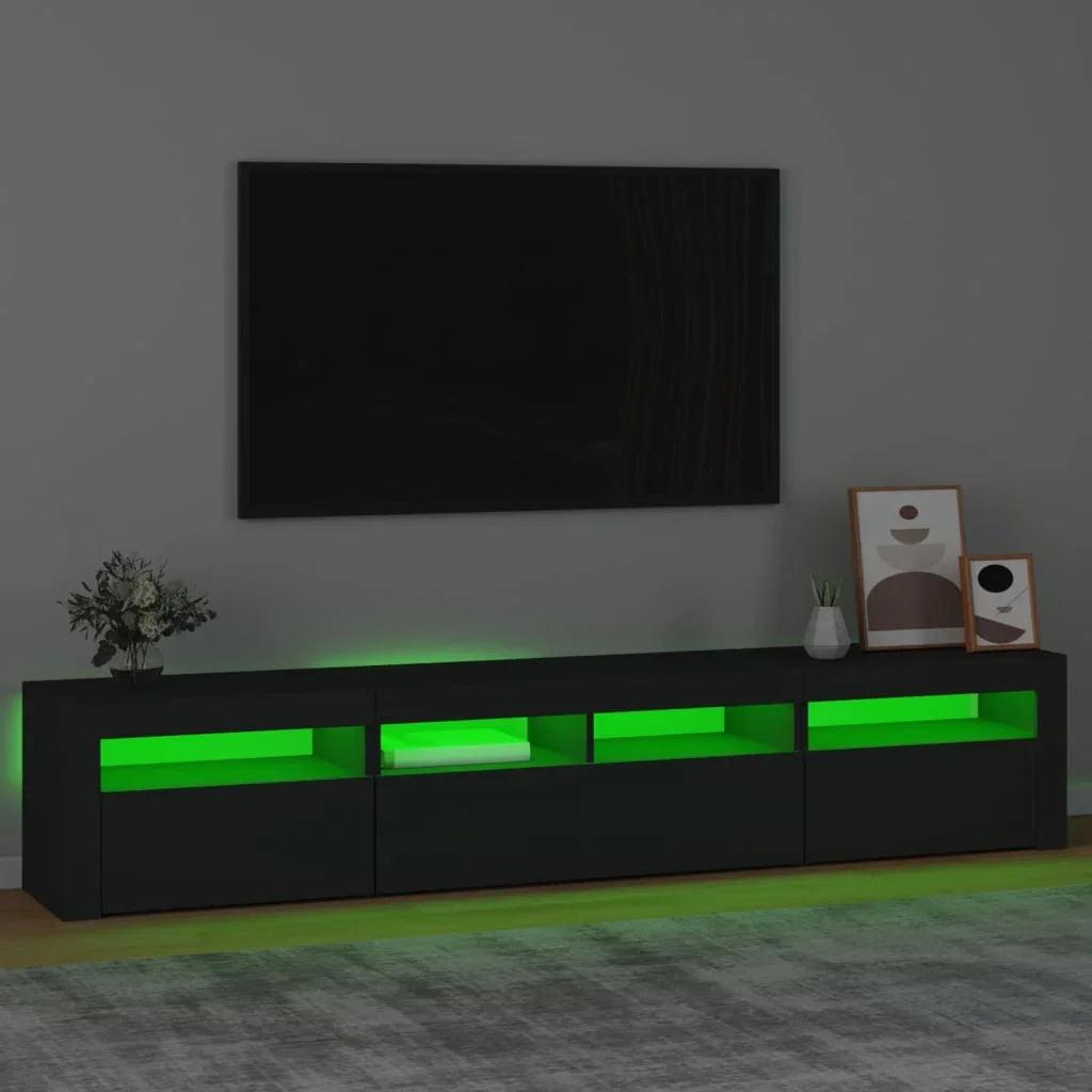 NNEVL TV Cabinet with LED Lights Black 210x35x40 cm.