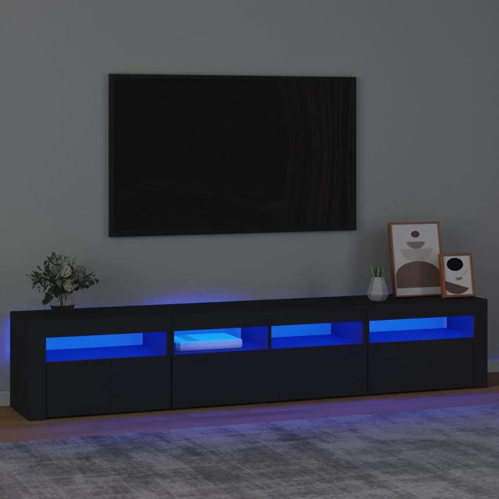NNEVL TV Cabinet with LED Lights Black 210x35x40 cm.