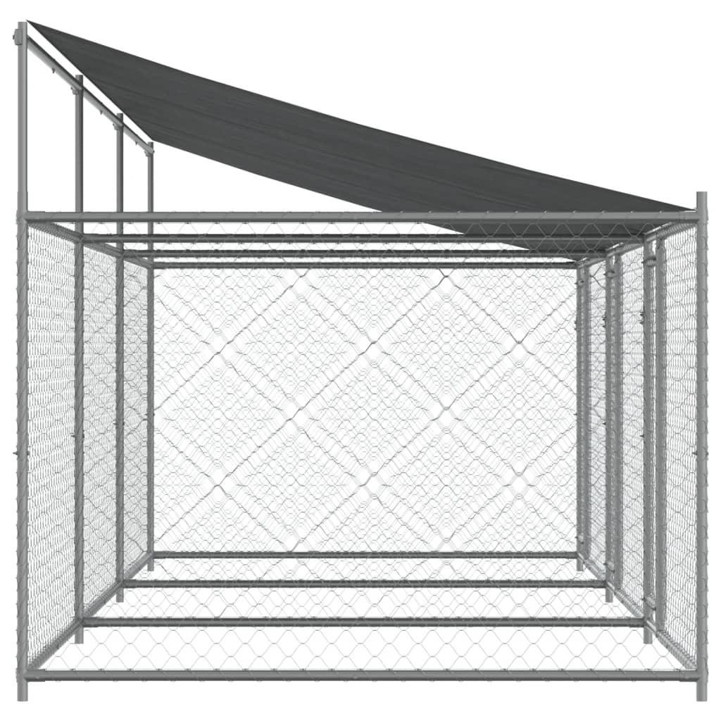 NNEVL Dog Cage with Roof and Doors Grey 6x2x2 m Galvanised Steel.