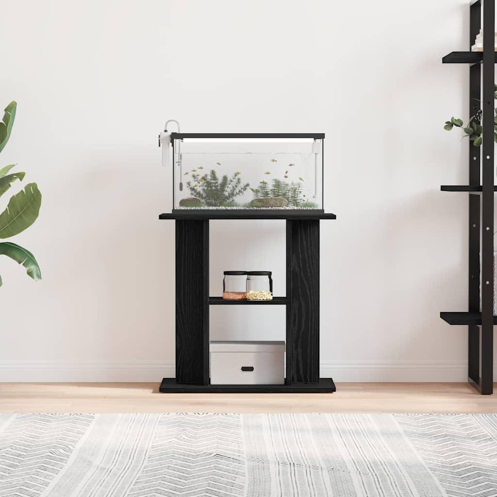 NNEVL Aquarium Stand Black Oak 60x30x60 cm Engineered Wood.