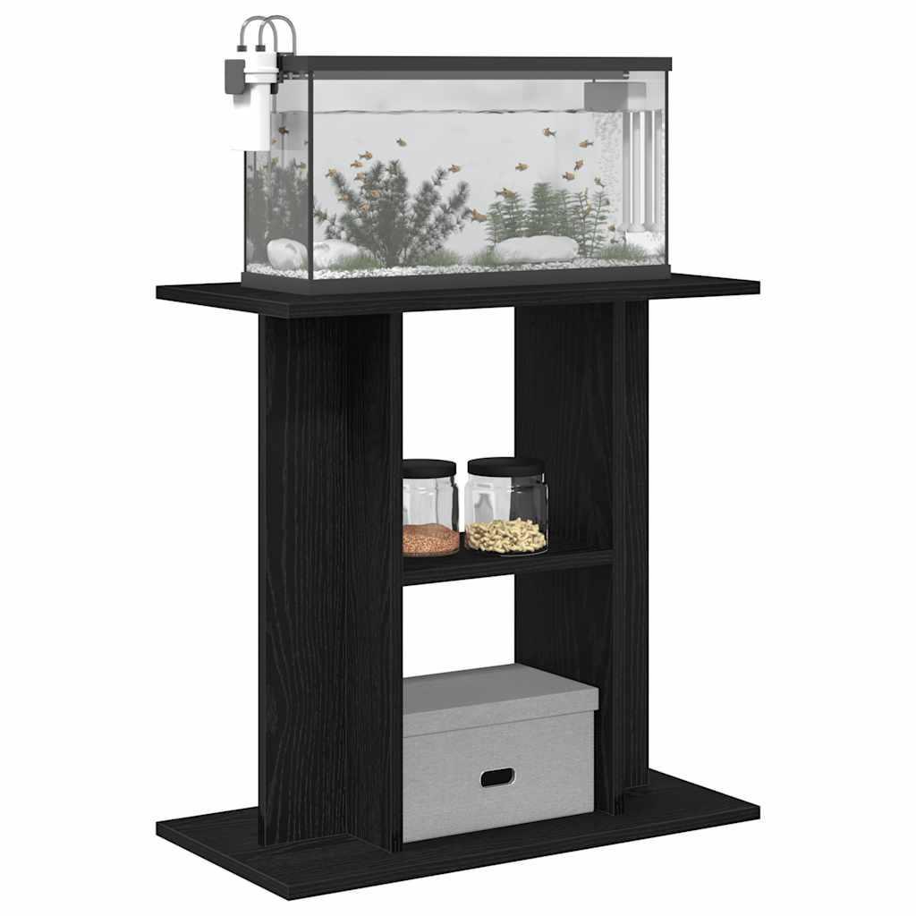 NNEVL Aquarium Stand Black Oak 60x30x60 cm Engineered Wood.