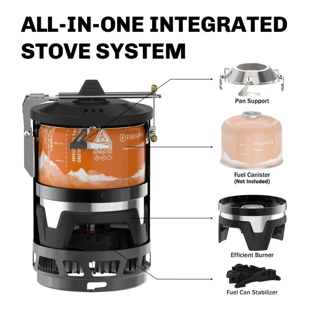 All-in-One Camping Stove with Piezo Ignition Black.
