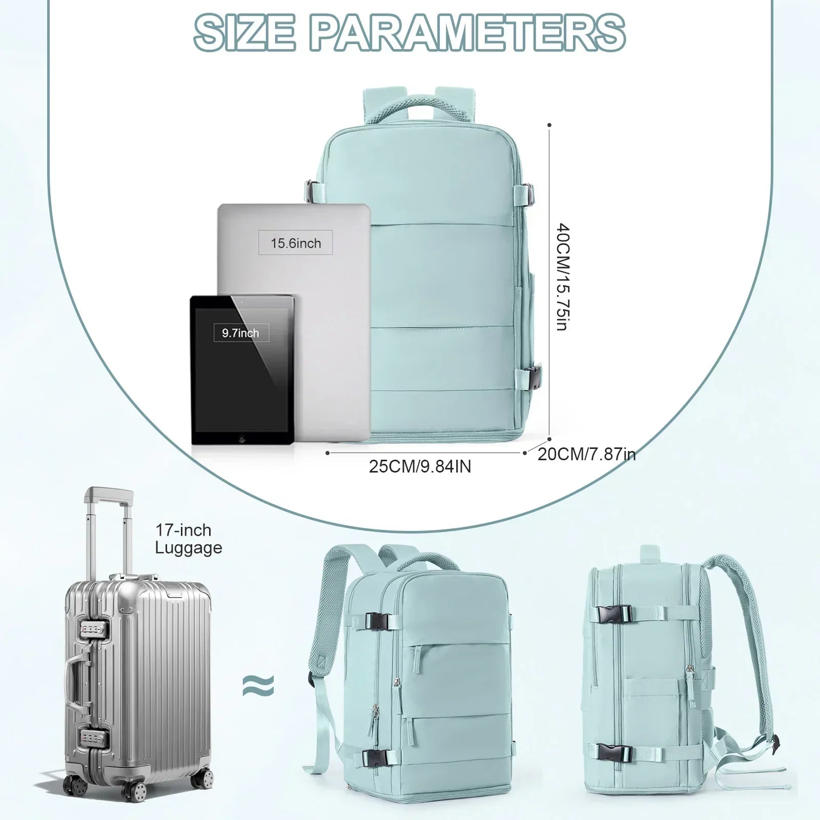 Waterproof Backpack Air Cushion Support Blue.