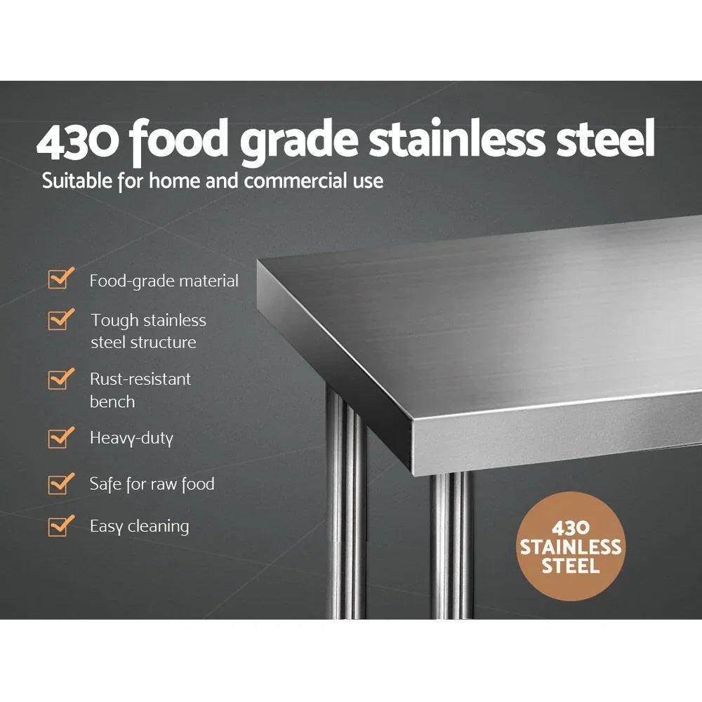 NNEDSZ 610 x 1829mm Commercial Stainless Steel Kitchen Bench.
