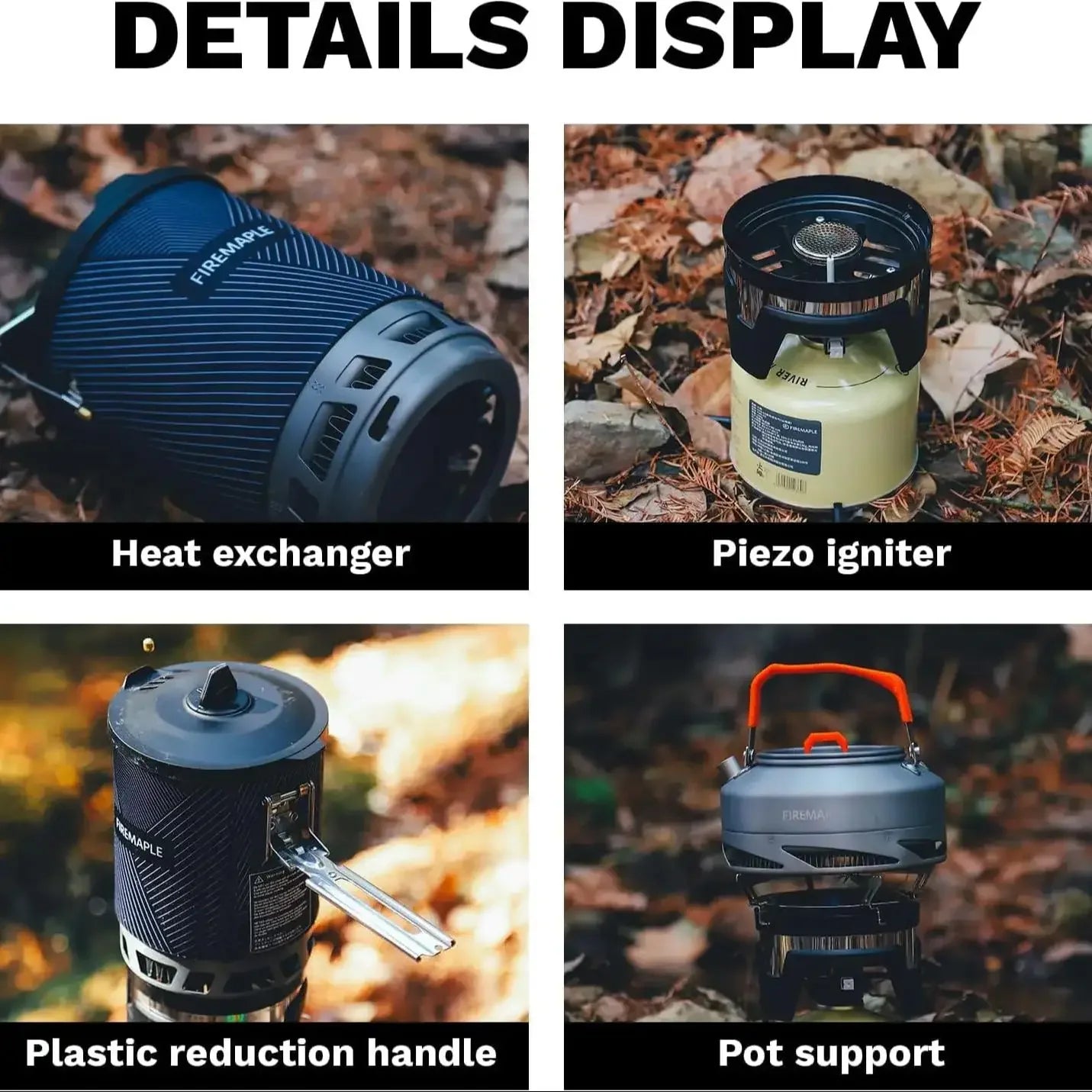 All-in-One Camping Stove with Piezo Ignition Black.