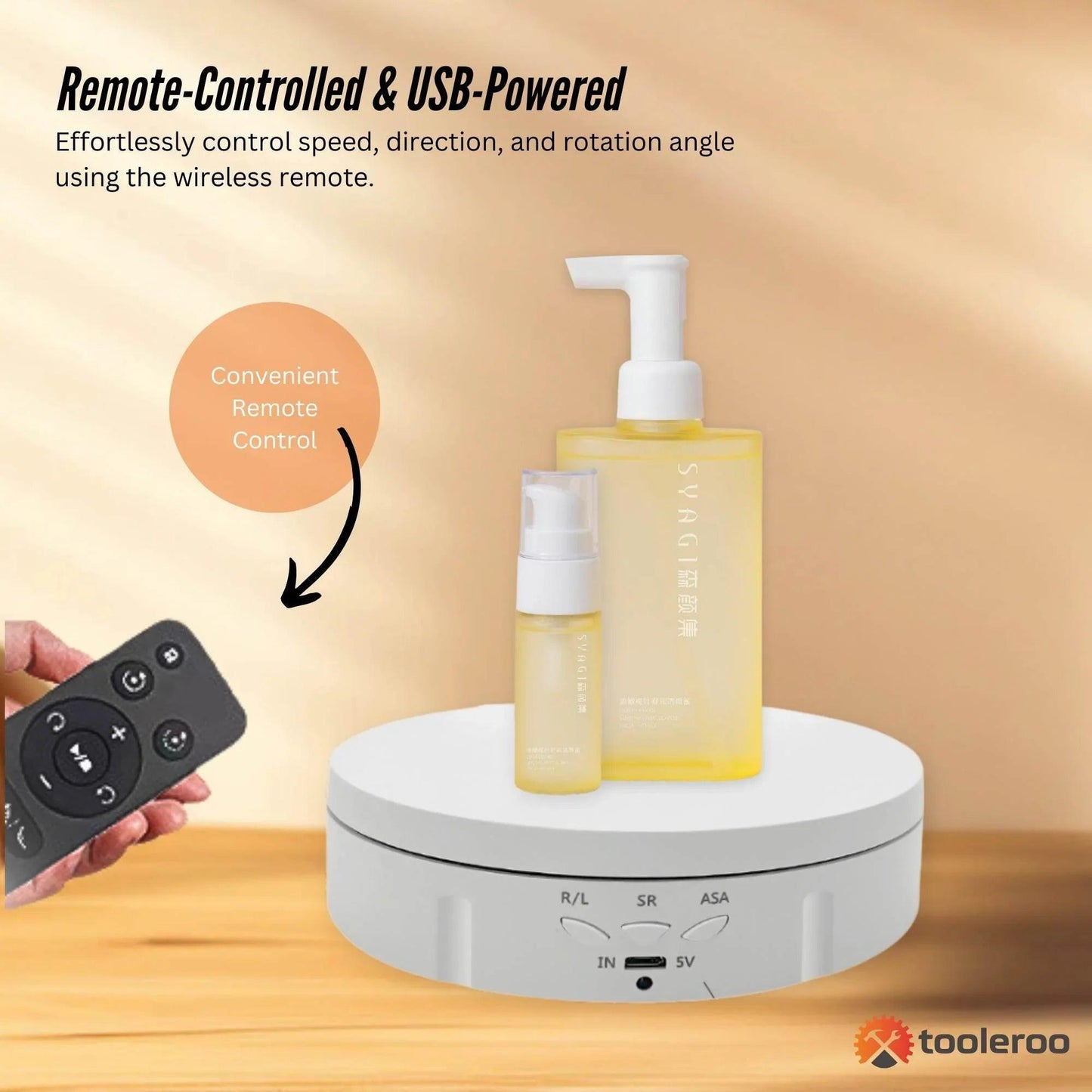 Tooleroo Electric 360 Rotating Product Display Stand White for Merchandise Video.