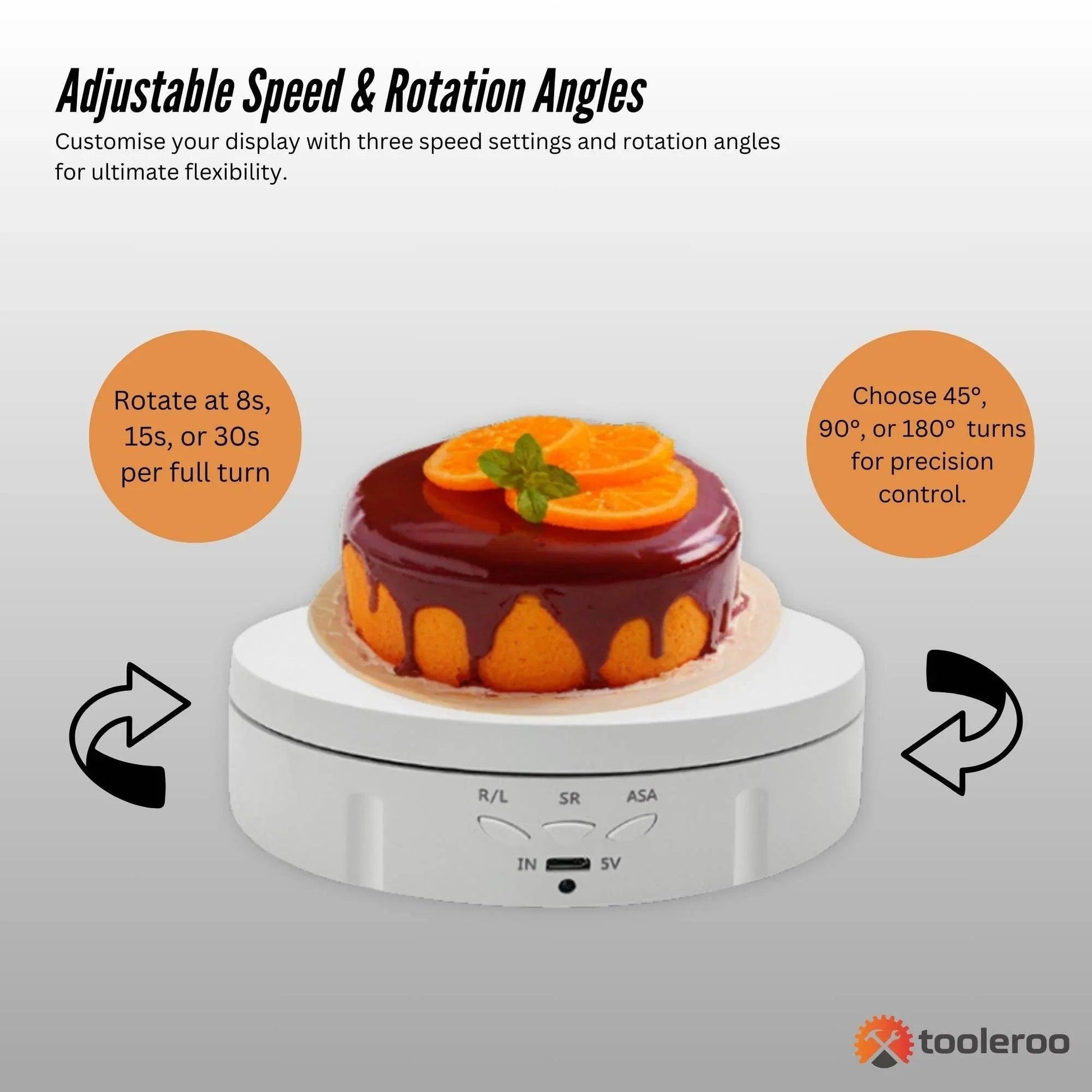 Tooleroo Electric 360 Rotating Product Display Stand White for Merchandise Video.